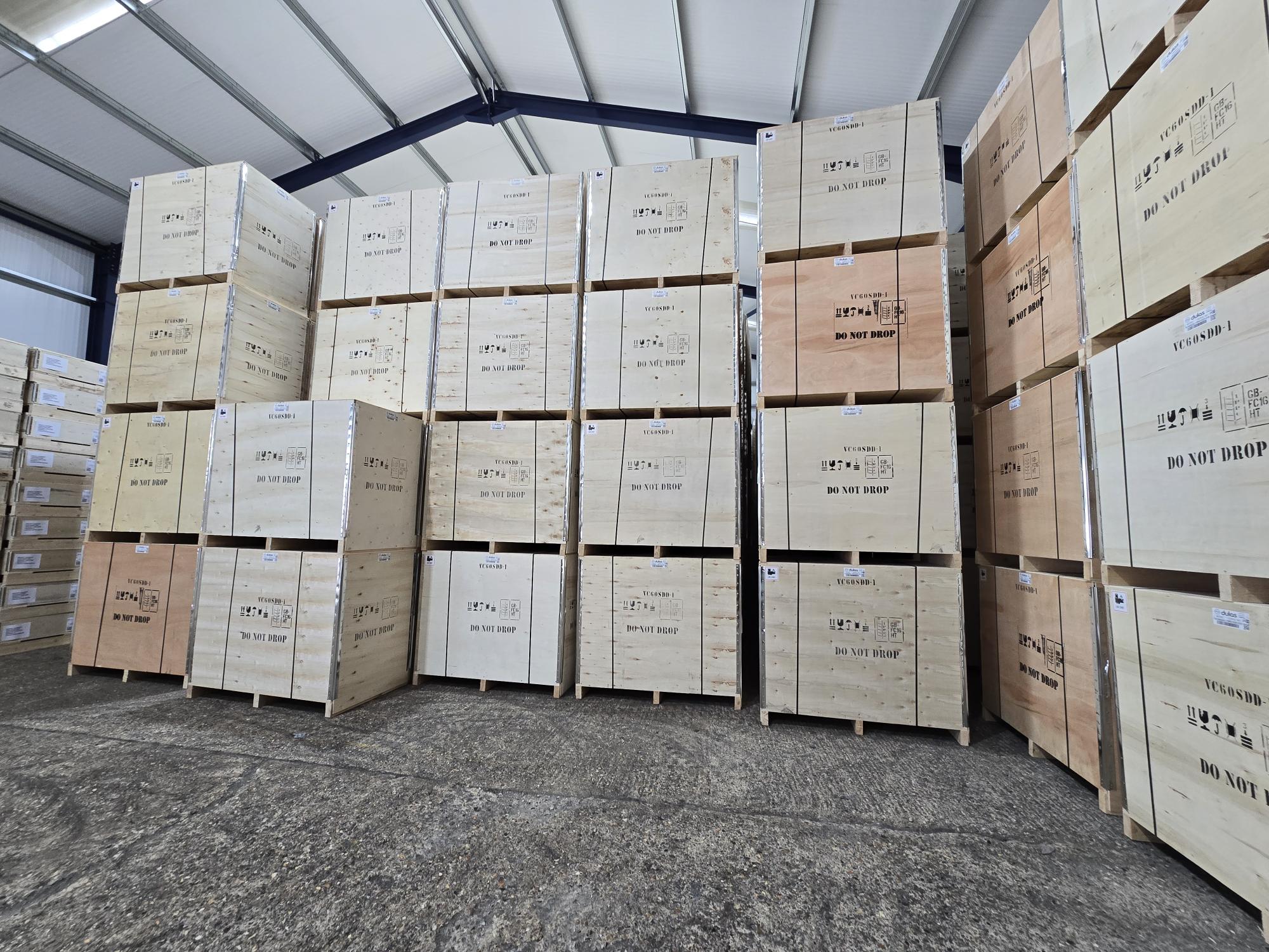 Dulas Warehouse full of solar refrigerators