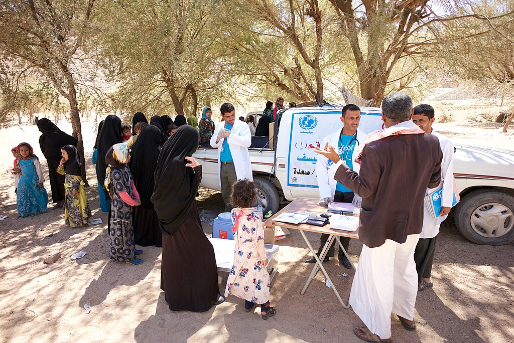 Photo of mobile health centre in Yemen
